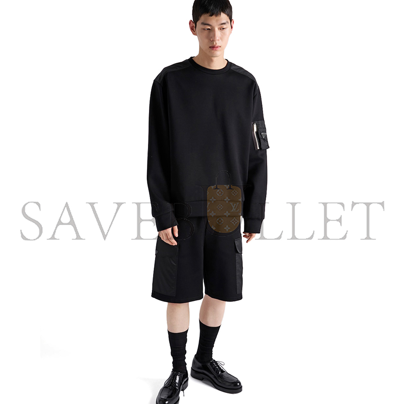 PRADA COTTON FLEECE AND RE-NYLON SWEATSHIRT UJL03C
